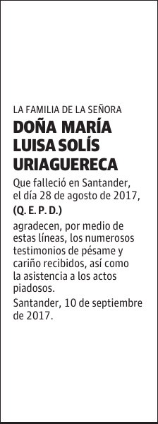 DOÑA MARÍA LUISA SOLÍS URIAGUERECA