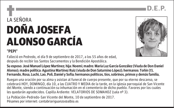 DOÑA JOSEFA ALONSO GARCÍA