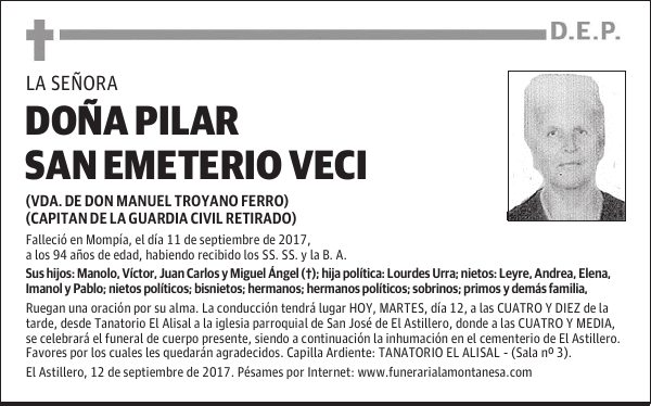 DOÑA PILAR SAN EMETERIO VECI