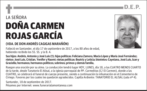 DOÑA CARMEN ROJAS GARCÍA
