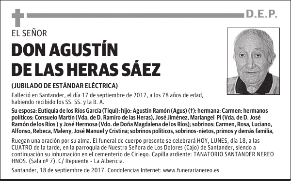 DON AGUSTÍN DE LAS HERAS SÁEZ