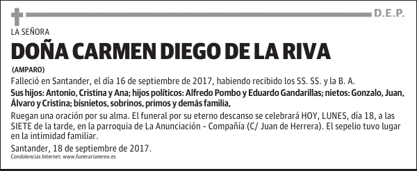 DOÑA CARMEN DIEGO DE LA RIVA