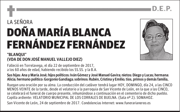 DOÑA MARIA BLANCA FERNANDEZ FERNANDEZ