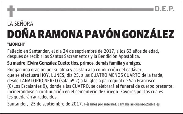 DOÑA RAMONA PAVÓN GONZÁLEZ