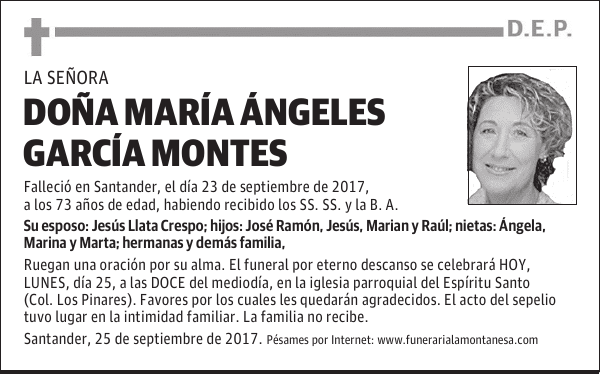 DOÑA MARIA ÁNGELES GARCÍA MONTES