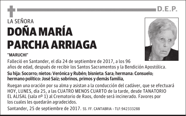 DOÑA MARÍA PARCHA ARRIAGA