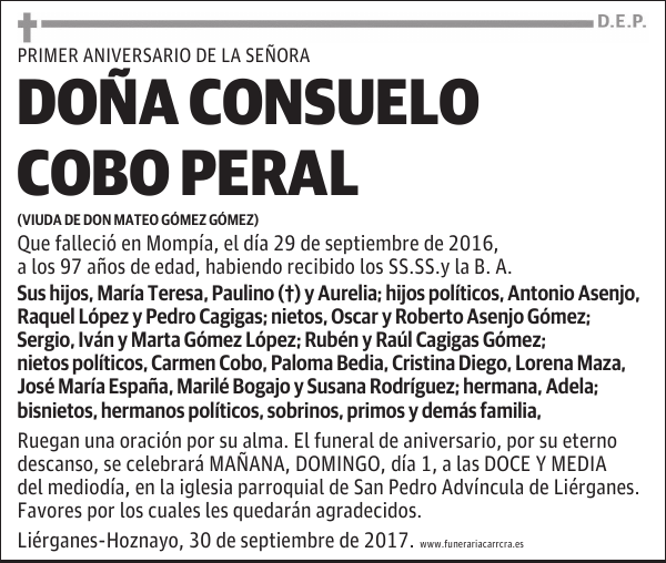 DOÑA CONSUELO COBO PERAL
