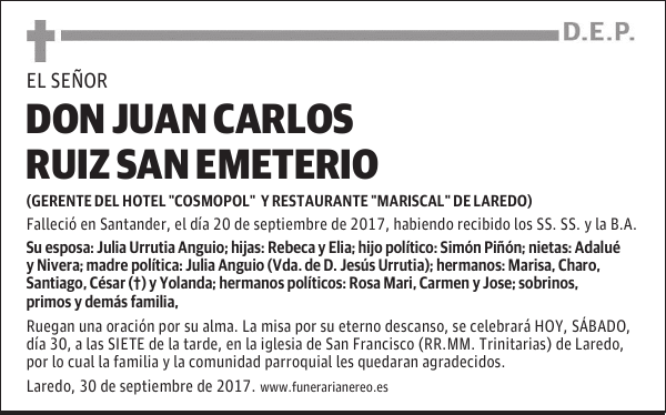 DON JUAN CARLOS RUIZ SAN EMETERIO