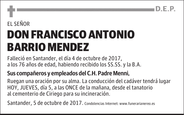 DON FRANCISCO ANTONIO BARRIO MENDEZ