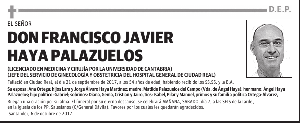 DON FRANCISCO JAVIER HAYA PALAZUELOS