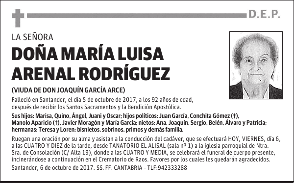 DOÑA MARIA LUISA ARENAL RODRIGUEZ
