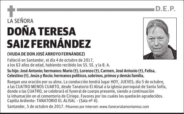 DOÑA TERESA SAIZ FERNÁNDEZ