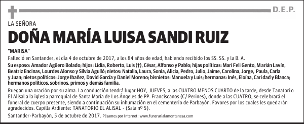 DOÑA MARÍA LUISA SANDI RUIZ
