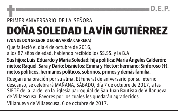 DOÑA SOLEDAD LAVÍN GUTIÉRREZ