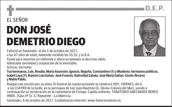 DON JOSE DEMETRIO DIEGO