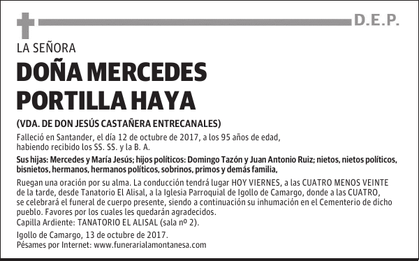 DOÑA MERCEDES PORTILLA HAYA