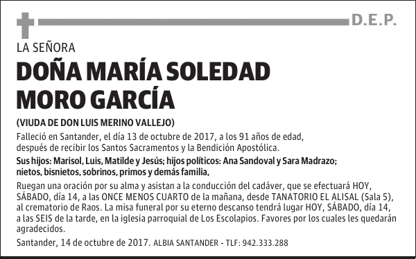 DOÑA MARÍA SOLEDAD MORO GARCÍA
