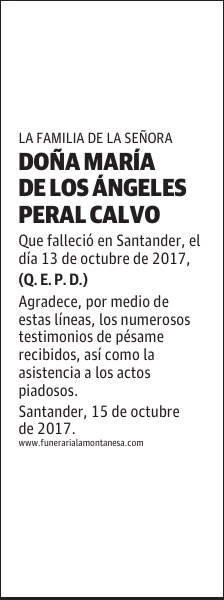 DOÑA MARÍA DE LOS ANGELES PERAL CALVO
