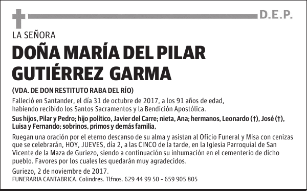 DOÑA MARÍA DEL PILAR GUTIÉRREZ GARMA