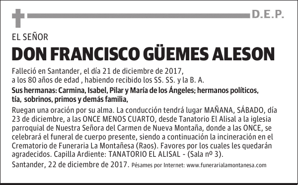 DON FRANCISCO GÜEMES ALESON