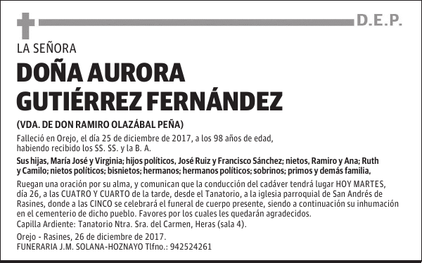 DOÑA AURORA GUTIÉRREZ FERNÁNDEZ