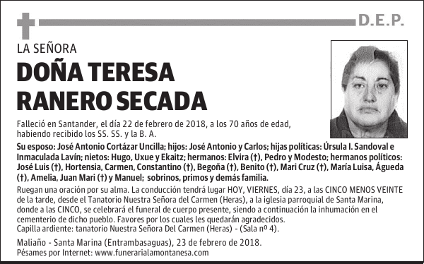 DOÑA TERESA RANERO SECADA
