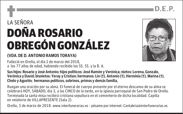 Dª. ROSARIO OBREGÓN GONZÁLEZ