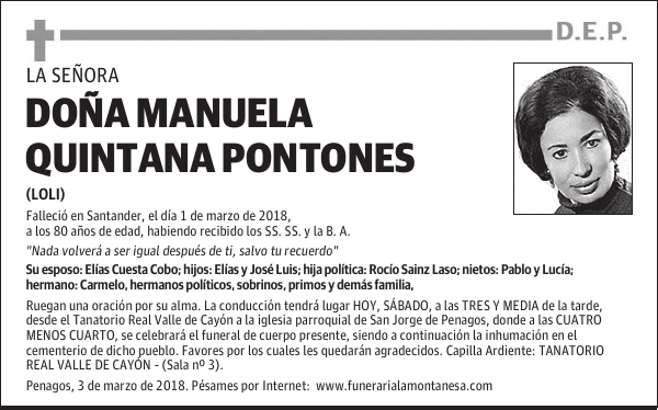 DOÑA MANUELA QUINTANA PONTONES