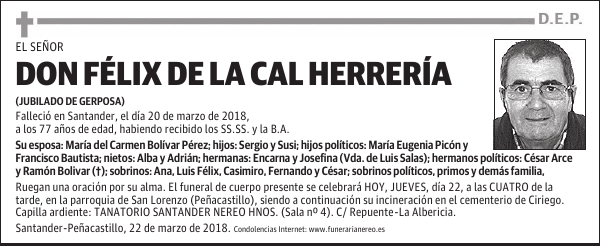 DON FÉLIX DE LA CAL HERRERÍA