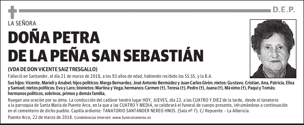 DOÑA PETRA DE LA PEÑA SAN SEBASTIAN
