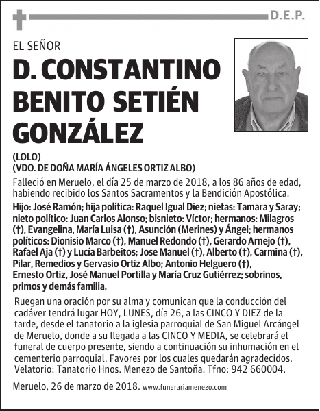 DON CONSTANTINO BENITO SETIEN GONZÁLEZ