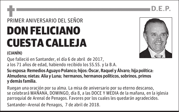 DON FELICIANO CUESTA CALLEJA