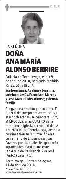 DOÑA ANA MARÍA ALONSO BERRIRE