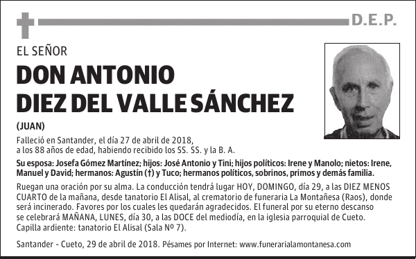 DON ANTONIO DIEZ DEL VALLE SÁNCHEZ