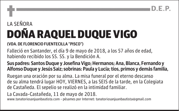 Dª. RAQUEL DUQUE VIGO