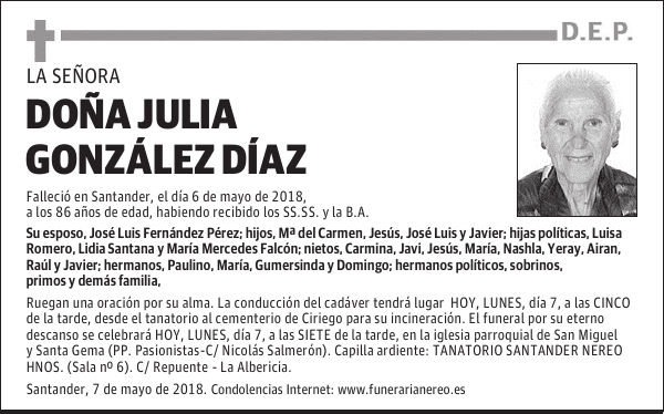 DOÑA JULIA GONZÁLEZ DÍAZ