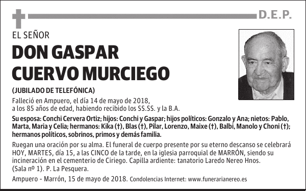 DON GASPAR CUERVO MURCIEGO