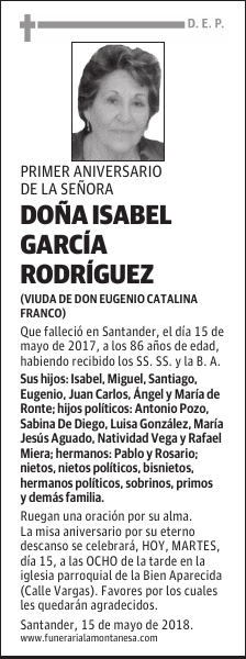 DOÑA ISABEL GARCÍA RODRÍGUEZ