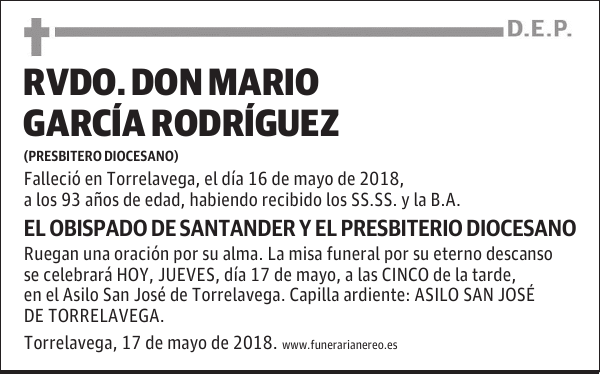 Rvdo. DON MARIO GARCIA RODRIGUEZ