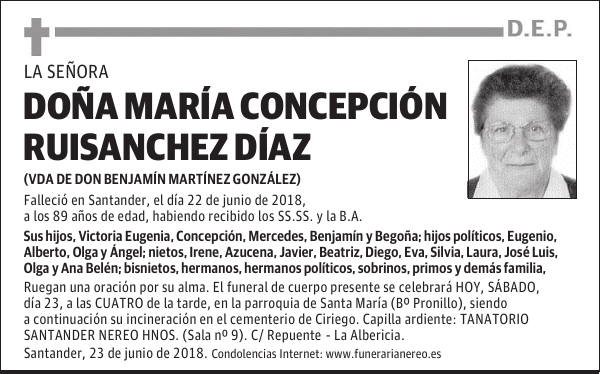 DOÑA MARIA CONCEPCION RUISANCHEZ DIAZ