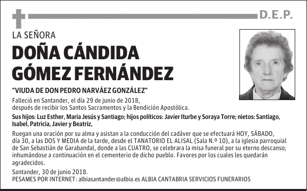 DOÑA CÁNDIDA GÓMEZ FERNÁNDEZ