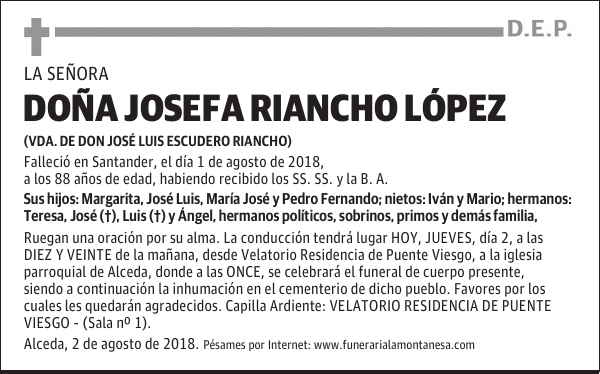 DOÑA JOSEFA RIANCHO LÓPEZ