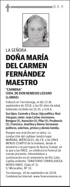 DOÑA MARIA DEL CARMEN FERNANDEZ MAESTRO