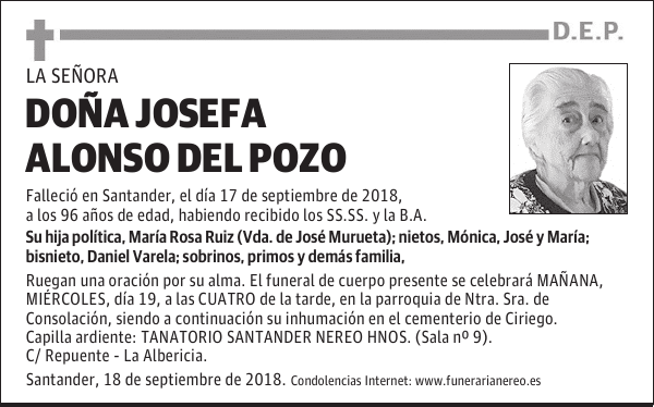 DOÑA JOSEFA ALONSO DEL POZO