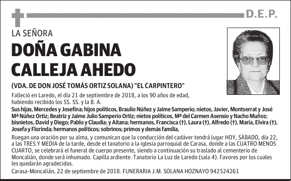 DOÑA GABINA CALLEJA AHEDO
