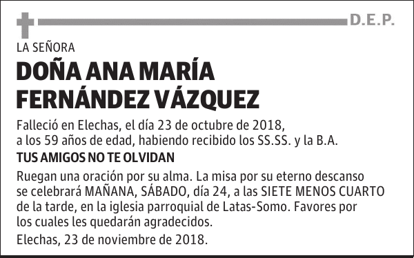 DOÑA ANA MARÍA FERNÁNDEZ VÁZQUEZ