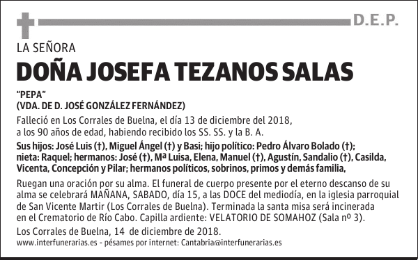Dª. JOSEFA TEZANOS SALAS