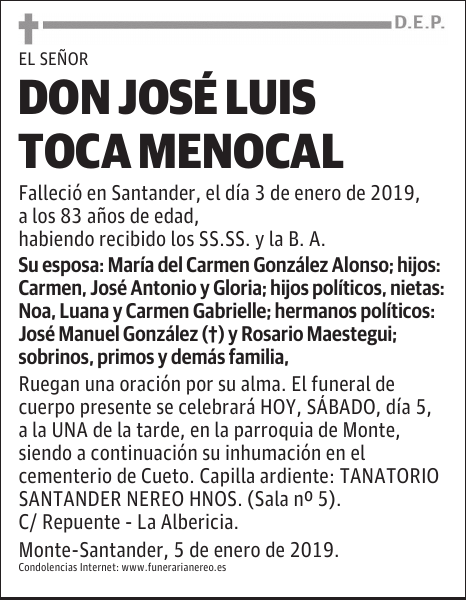 DON JOSÉ LUIS TOCA MENOCAL