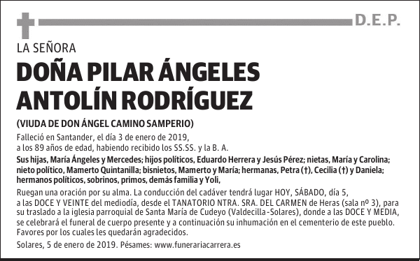 DOÑA PILAR ANGELES ANTOLIN RODRIGUEZ