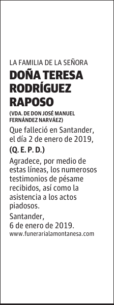 DOÑA TERESA RODRÍGUEZ RAPOSO